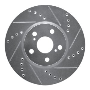 Pontiac Vibe Brake Rotor (1) - Front Right - R1 Concepts - Drilled & Slotted - Silver - `08-`19